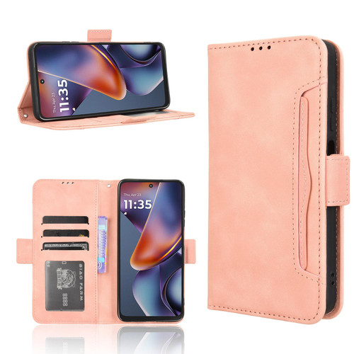 Moto G 2025 Skin Feel Calf Texture Card Slots Leather Phone Case - Pink